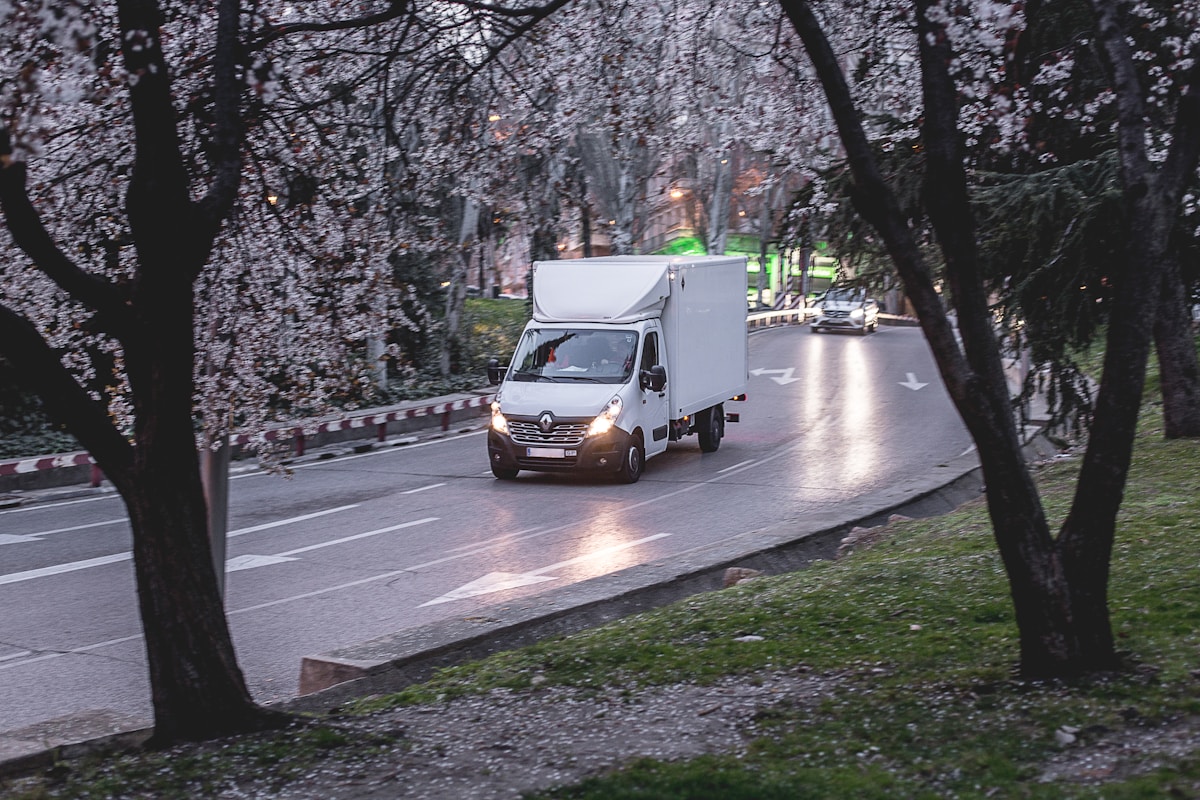 White delivery van ready for same-day metro courier pickup